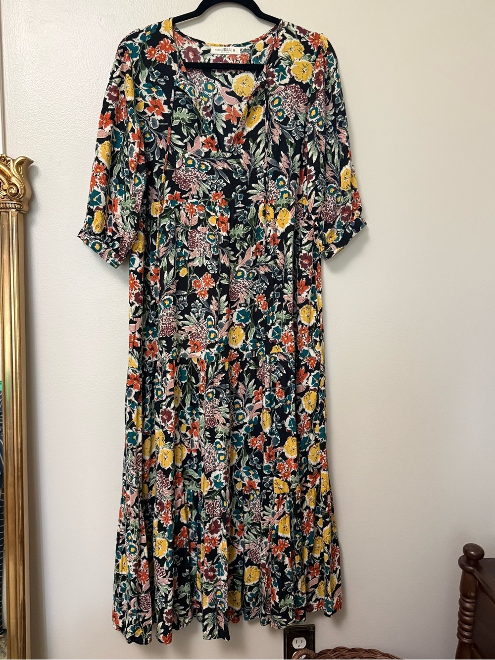 Natural Life Floral Print 3/4 Sleeve Maxi Dress.